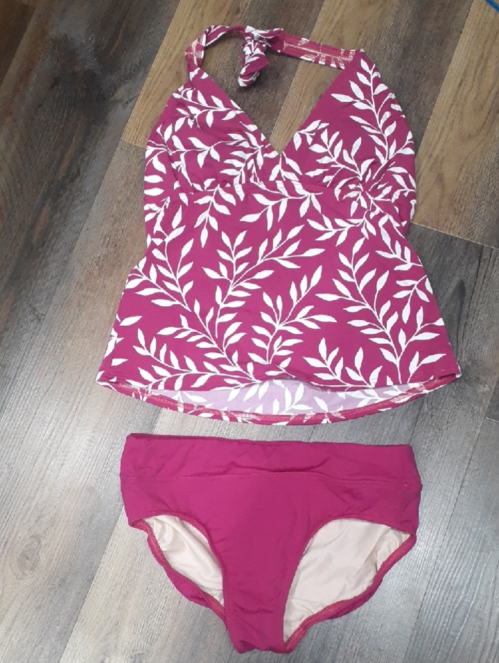 Lands' End Fuscia Pink Swim Top And Bottoms